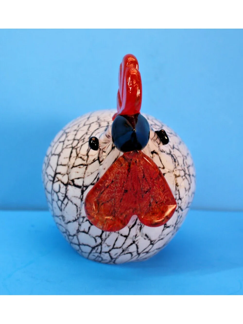 Vtg Hand Blown Glass Rooster Chicken Figurine 7x6
